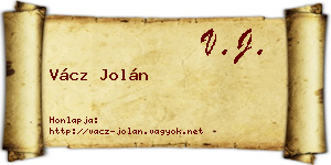 Vácz Jolán névjegykártya